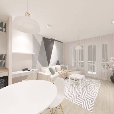 Дизайн квартиры-студии площадью 29 метров в скандинавском стиле с двумя гардеробами